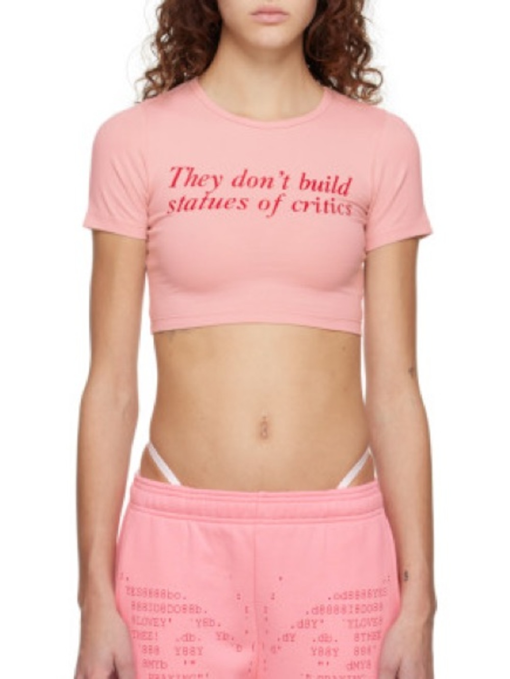 They Don't Build Statues of Critics Pink Crop Top from Praying